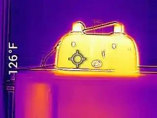 Heat map of light above mesh from the side 