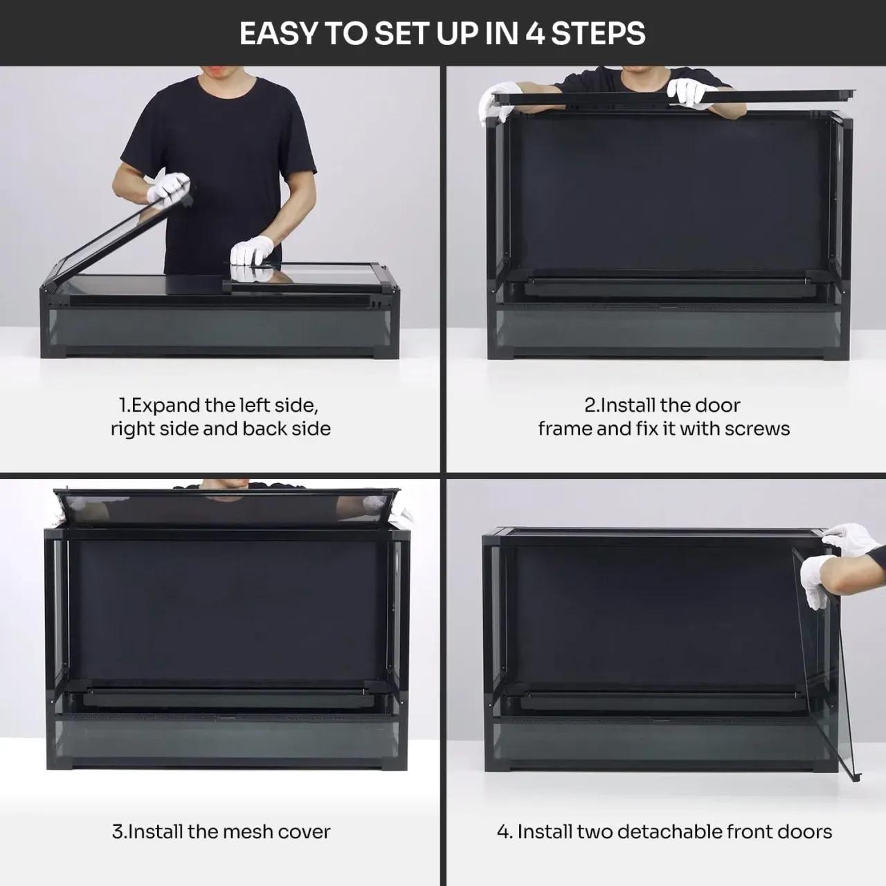 Repti Zoo Easy Folding Reptile Terrarium Setup