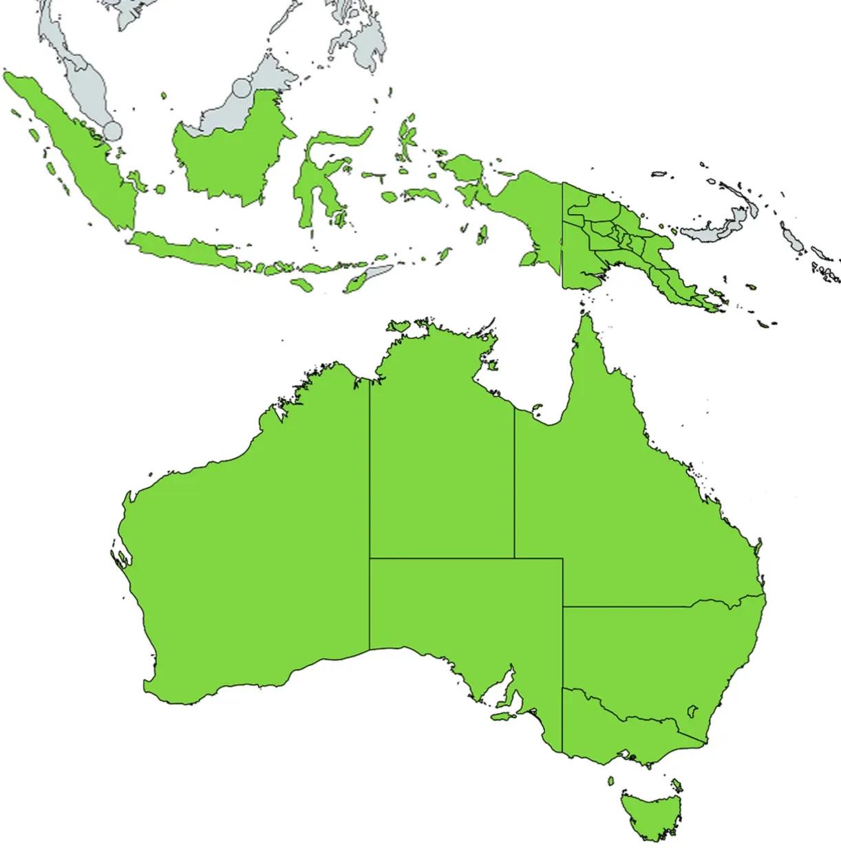 Blue Tongue Skink distribution map