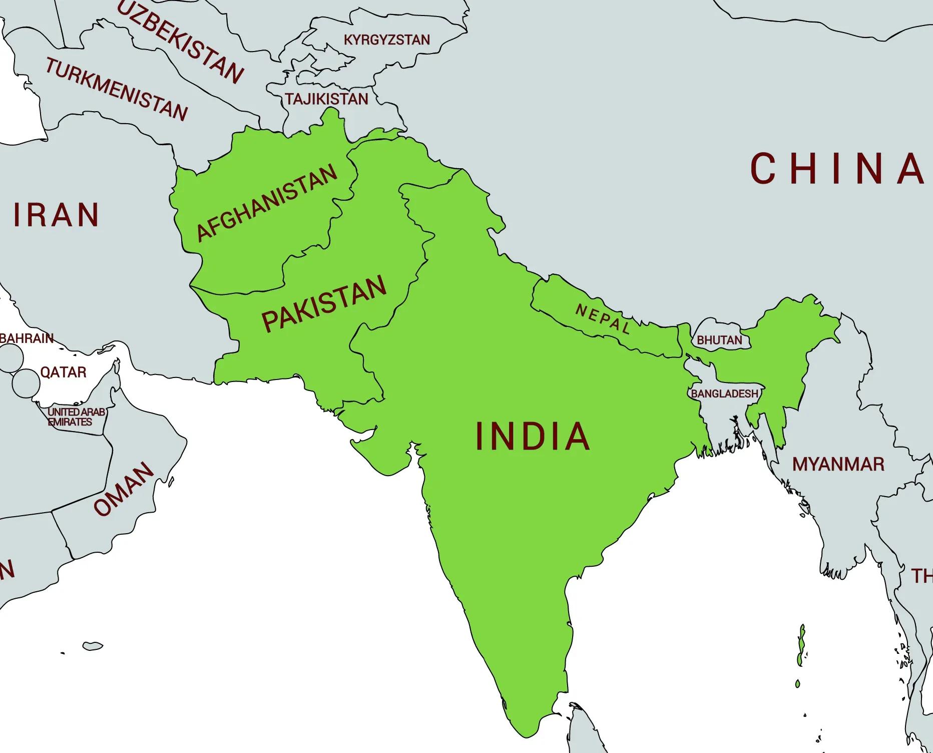 Map of leopard gecko native range in India and adjacent countries