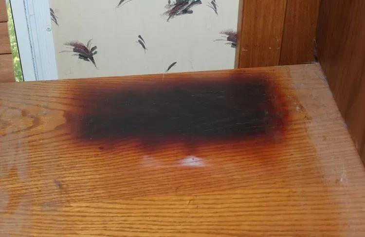 Burn on a table from a heat mat